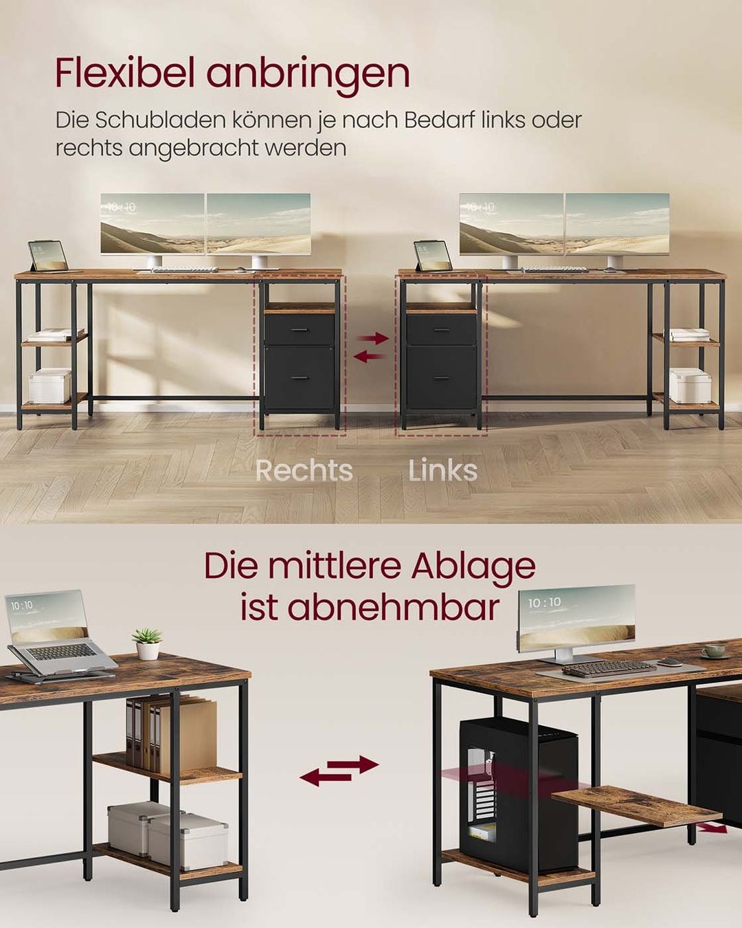 Schreibtische: Computertisch Bürotisch Schreibtisch mit 3 Ablagen JORIS – Neu und originalverpackt aus Lachen SZ von MAMORU-MOEBEL 3