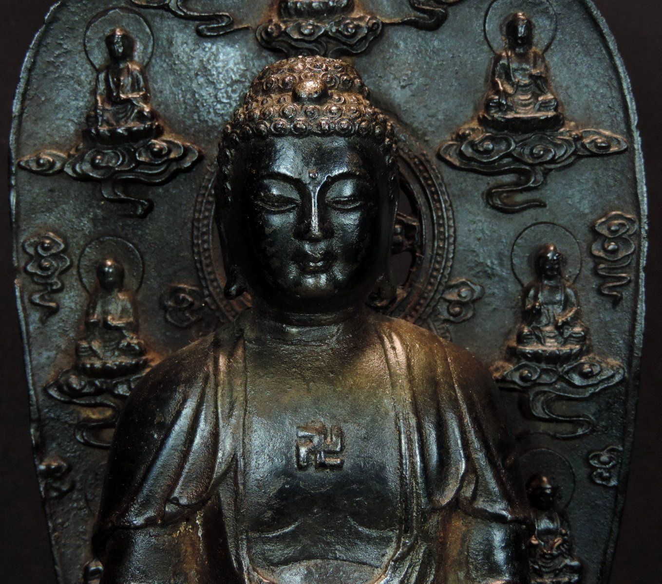 Sculture & Statue: alte Buddha Figur aus Eisenguss mit Aureole – Usato da Duggingen venduto da roterbambus 6