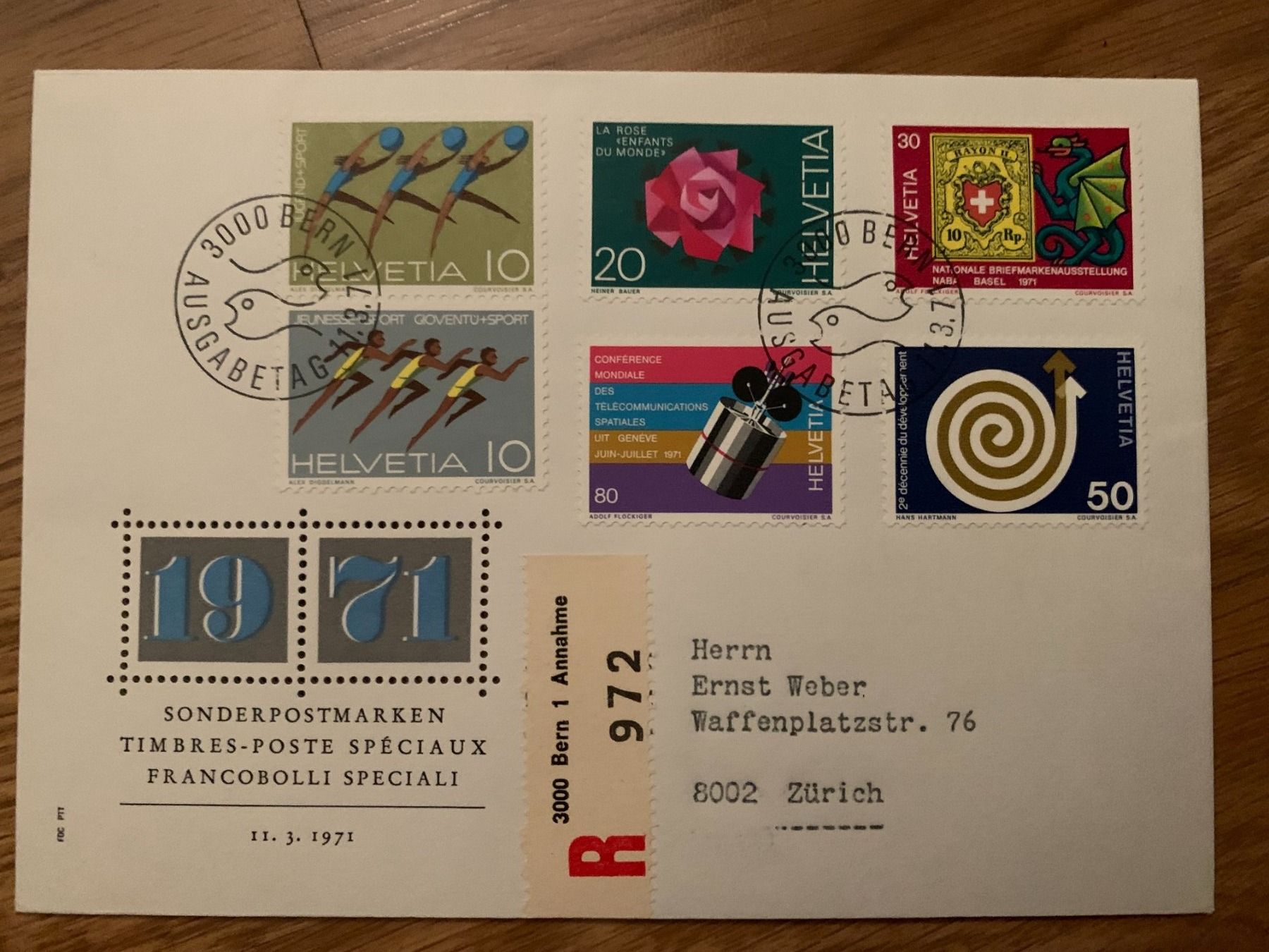 Tutti i francobolli: FDC Charge, Sonderpostmarken 11.3.71 Bern – Usato da Landquart venduto da interesse63 1