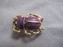 Brosche Käfer Design goldfarben violett