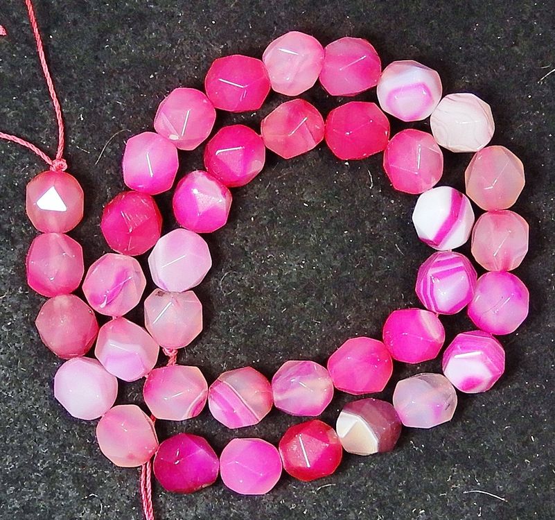 1 Strang echte natürliche pink Achat Perlen 10 mm facett. (Neu (gemäss ...