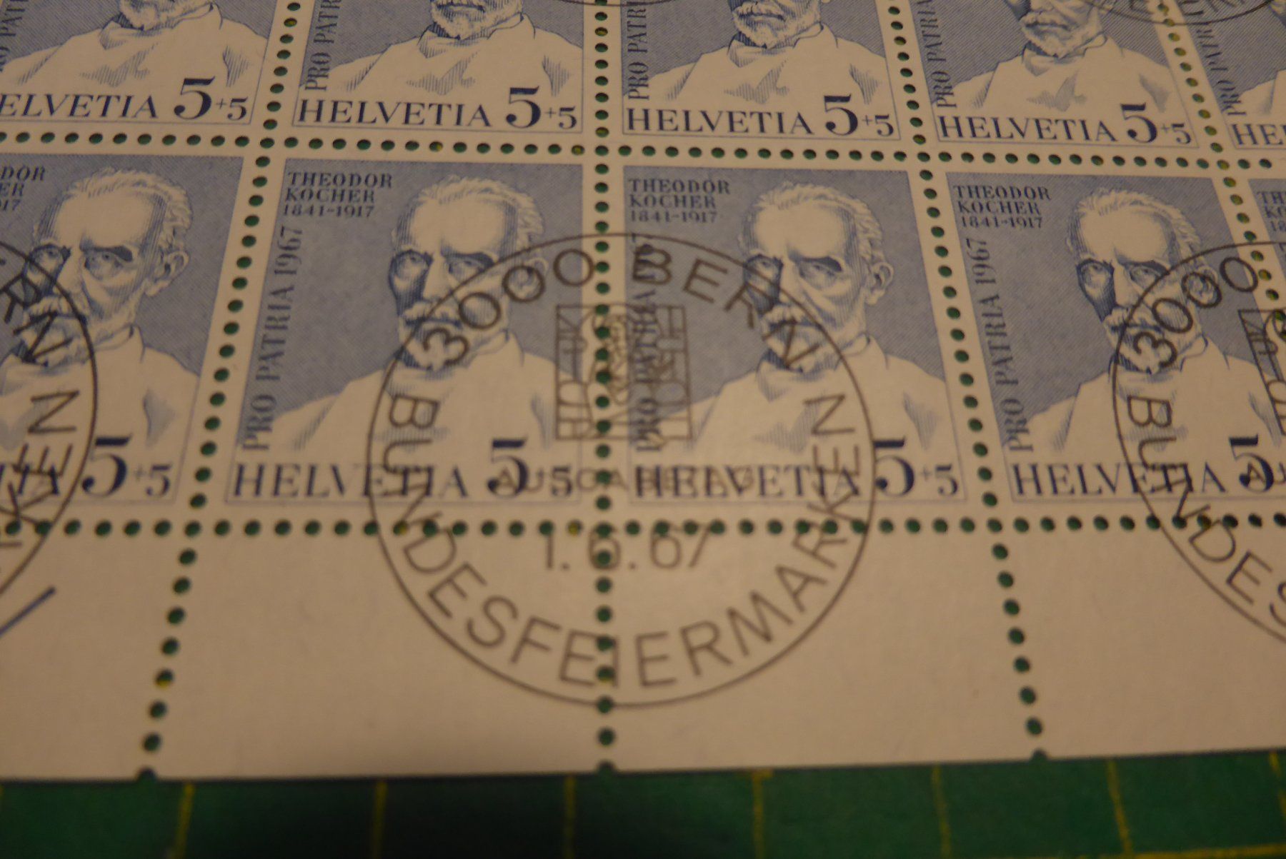 Tutti i francobolli: CH - Briefmarkenbogen - Theodor Kocher 1.06.1967 – Nuovo (secondo la descrizione) da Brunnadern venduto da lesezirkel 1
