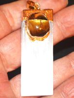 Anhänger L-9241 – Selenit mit Tigerauge ca. 50X20mm