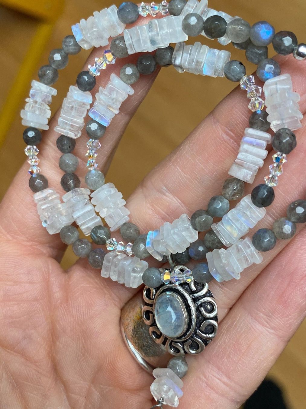 Ketten: Mondstein, Labradorit, Swarovski KETTE – Neu (gemäss Beschreibung) aus Basel von Chili007 7