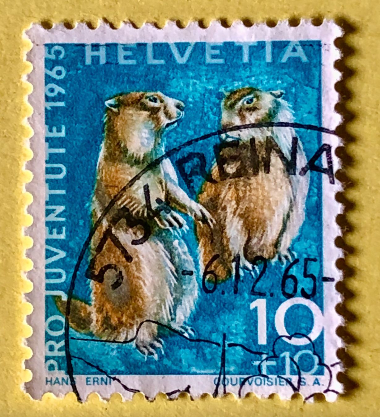 Tous les timbres: Nr.J 211 GESTEMPELT Alpenmurmeltier 1965   – D'occasion à Aarau par Billa007