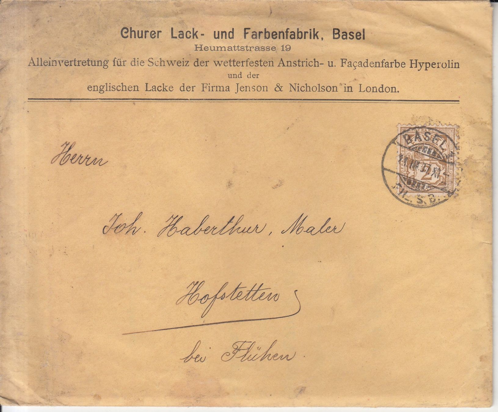 Tutti i francobolli: Firmenbriefe Basel 1907 / 1922, 3 Stück – Usato da Bürglen TG venduto da StampGraf 2
