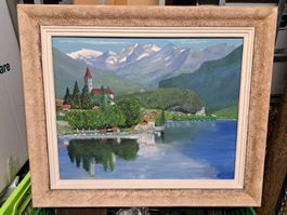 Landschaftsbild: Brienzersee mit Bergen