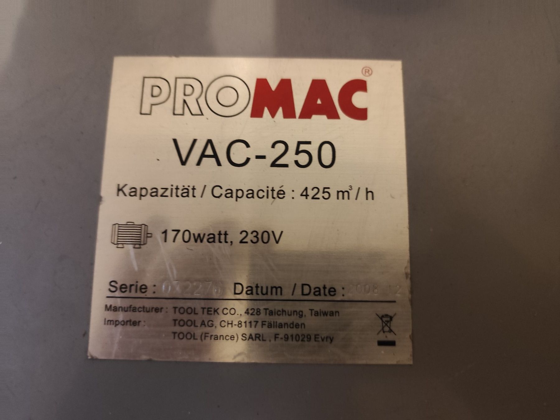 Luftreiniger: Promac VAC-250 Luftreiniger – Gebraucht aus Niederweningen von Nrstniz56 2