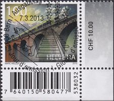 2013, Nr.1552 "Lötschbergbahn" mit ET-Voll-Stempel +ECKTABS.