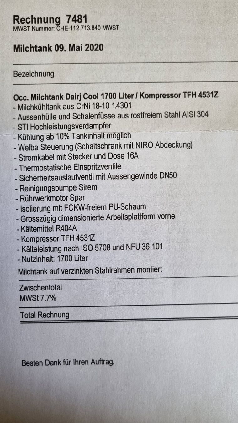 Tecnica di mungitura: Milchtank 1700 lt. – Usato da Davos Dorf venduto da flusti-3 1