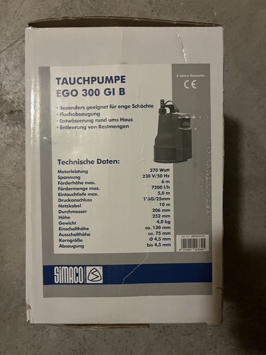 Pompe & Parti di ricambio: Tauchpumpe EGO 300 – Nuovo e nell'imballaggio originale da Aarau venduto da Fub_Bes 1