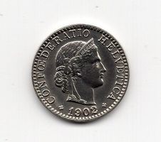 (1091) Schweiz, 20 Rappen, 1902, Super, stgl