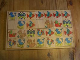 sehr schönes gr.Holz-Domino, Sujet Tiere