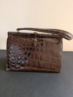 Handtasche Kroko Leder, braun Vintage