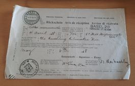 Rückschein Avis de réception 1918 Basel - Selten