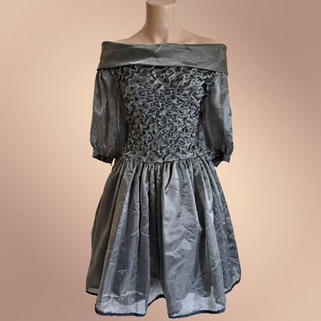 Cocktailkleid Abendkleid Festkleid Gr.M/L dunkelgrau silber
