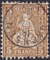 Sitzende: Nr.30 mit Fingerhut-Stempel: DACHSEN (ZH) sauber.