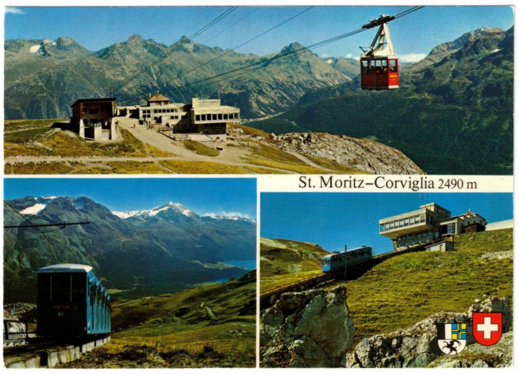Cartoline postali: St. Moritz - 3 Bild AK Corviglia – Usato da Binningen venduto da Mountainrider