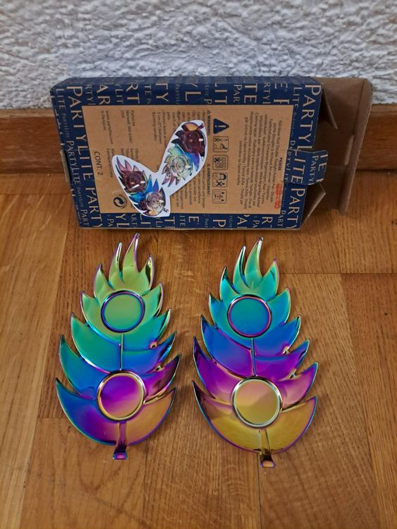 Abat-jour Et Assiette Pour Bougie Arc-en-ciel Craquelé - Hauteur 16 Cm, Diamètre 16 Cm, Style Déco Vintage