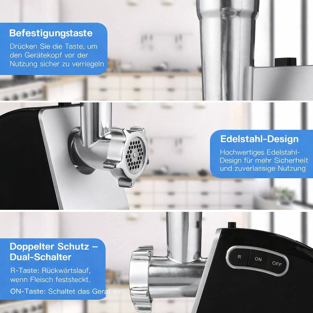 Elettrodomestici da cucina: Elektrischer Fleischwolf 2 in1 Edelstahl Wurstmaschine 2000W – Nuovo e nell'imballaggio originale da Fislisbach venduto da IboTrade 8
