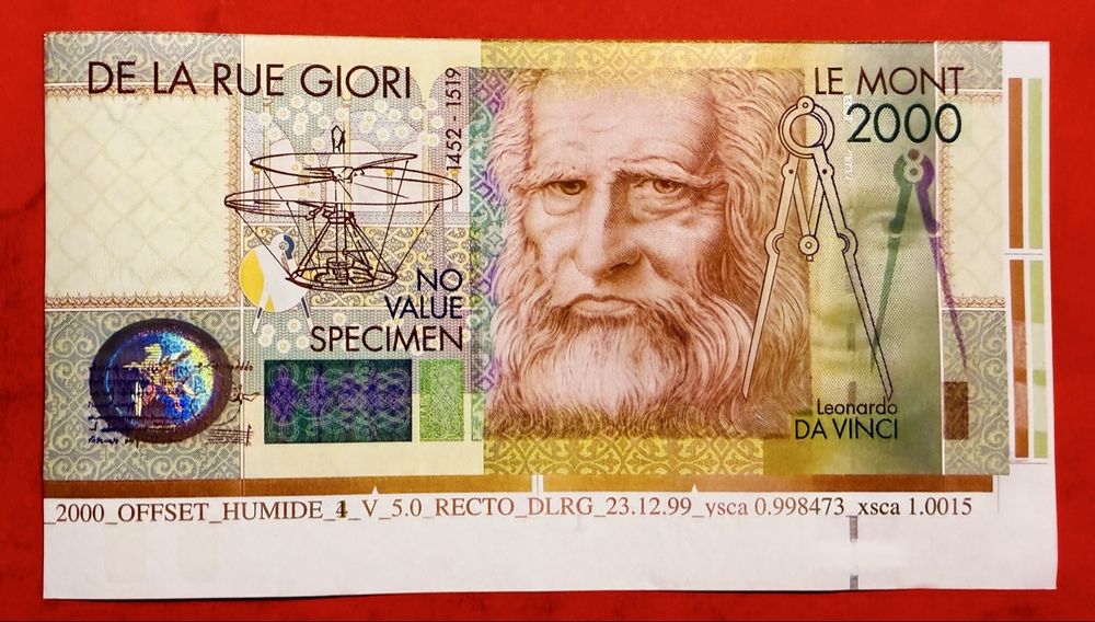 Leonardo Da Vinci 2000 Specimen Note - Rarität! TOP! (Gebraucht) in ...