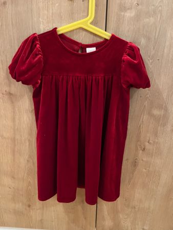 kurzärmliges rotes Samtkleid, Größe 98, guter Zustand