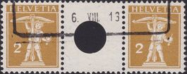 S2 (2c+2c, oliv) Zwischensteg mit Lochung, Aushilfsst. 220.-