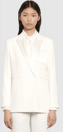 SANDRO Jensy Tuxedo Blazer Jacket Ivory EU40 NEU NP419CHF