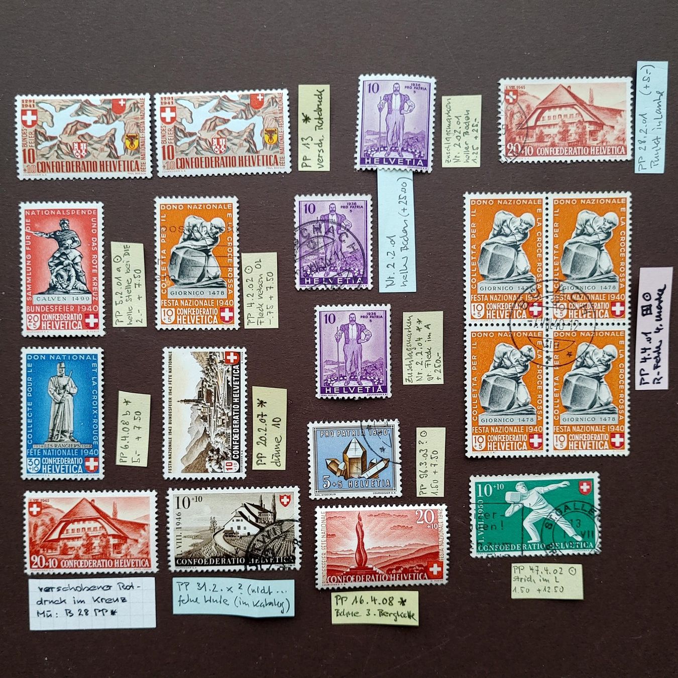 Tutti i francobolli: Lot Abarten & Zufälligkeiten Pro Patria – Usato da Steinhausen venduto da Kristall022
