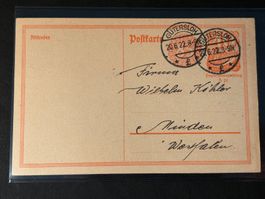 Postkarte 1922 von Gütersloh nach Minden