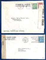 1940-45 - 2 Zensurbriefe /  New York - Toronto nach Schweiz