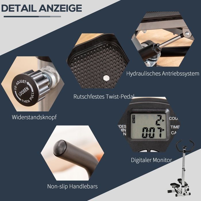 Hometrainer: Stepper mit Handgriff mit LCD-Bildschirm einstellbar, NEU – Nuovo e nell'imballaggio originale da Bottighofen venduto da swisshandel24 3