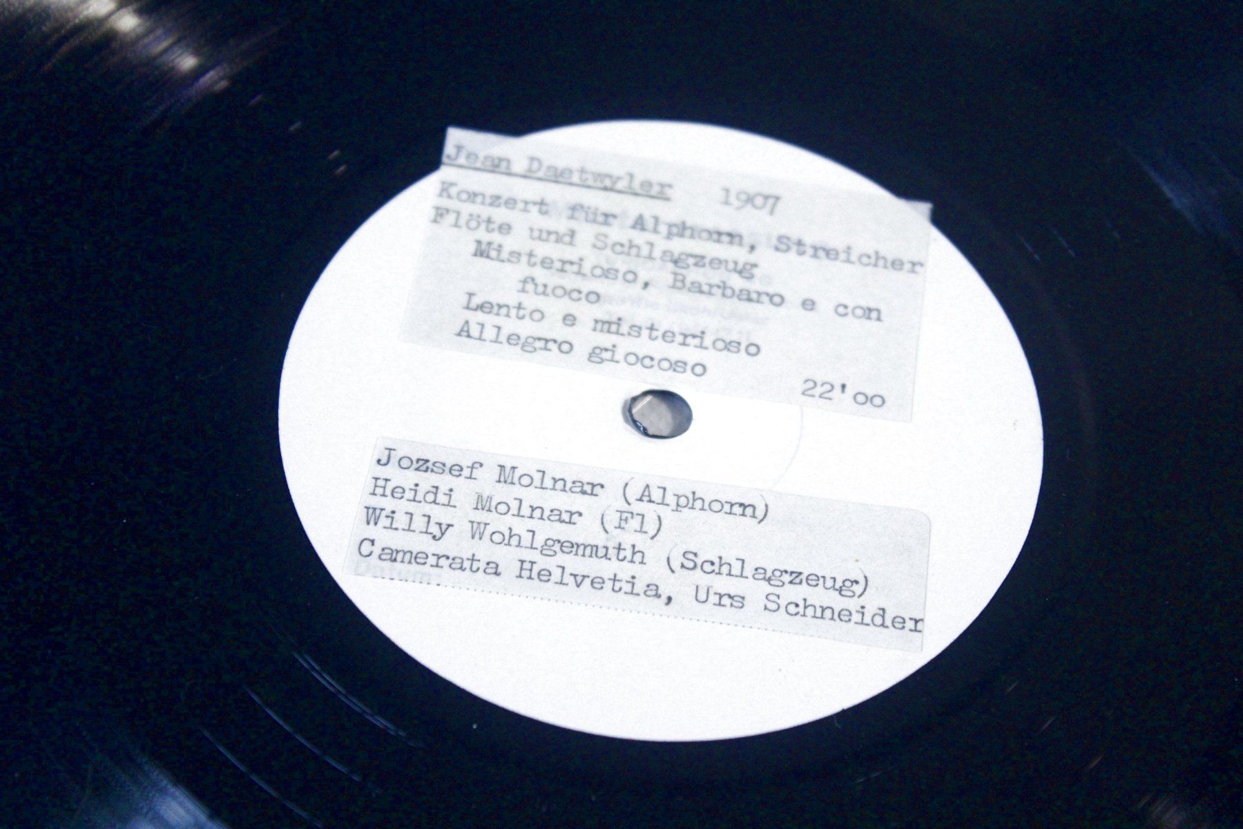 Schallplatten: ROBERT DAVID ABRAHAM / JEAN DAETWYLER Alphorn Testpressung M – Gebraucht aus Bern von kultiges 2