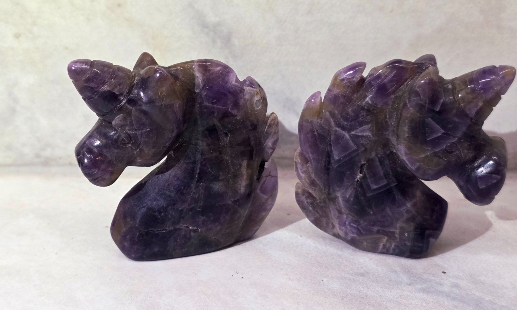 Minerali & Pietre curative: 2 Amethyst Einhorn Büsten 92g – Nuovo e nell'imballaggio originale da Matzingen venduto da Shay_Crystalz 1