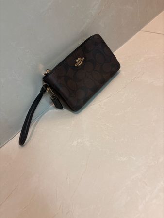 Pochette Coach femme toile marron logo imprimé bon état