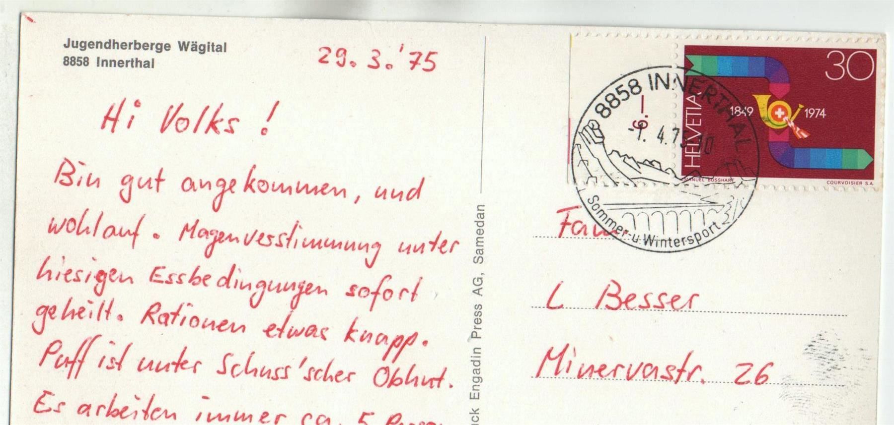 Cartoline postali: INNERTHAL Jugendherberge Wägital – Usato da Jona venduto da philajona 1