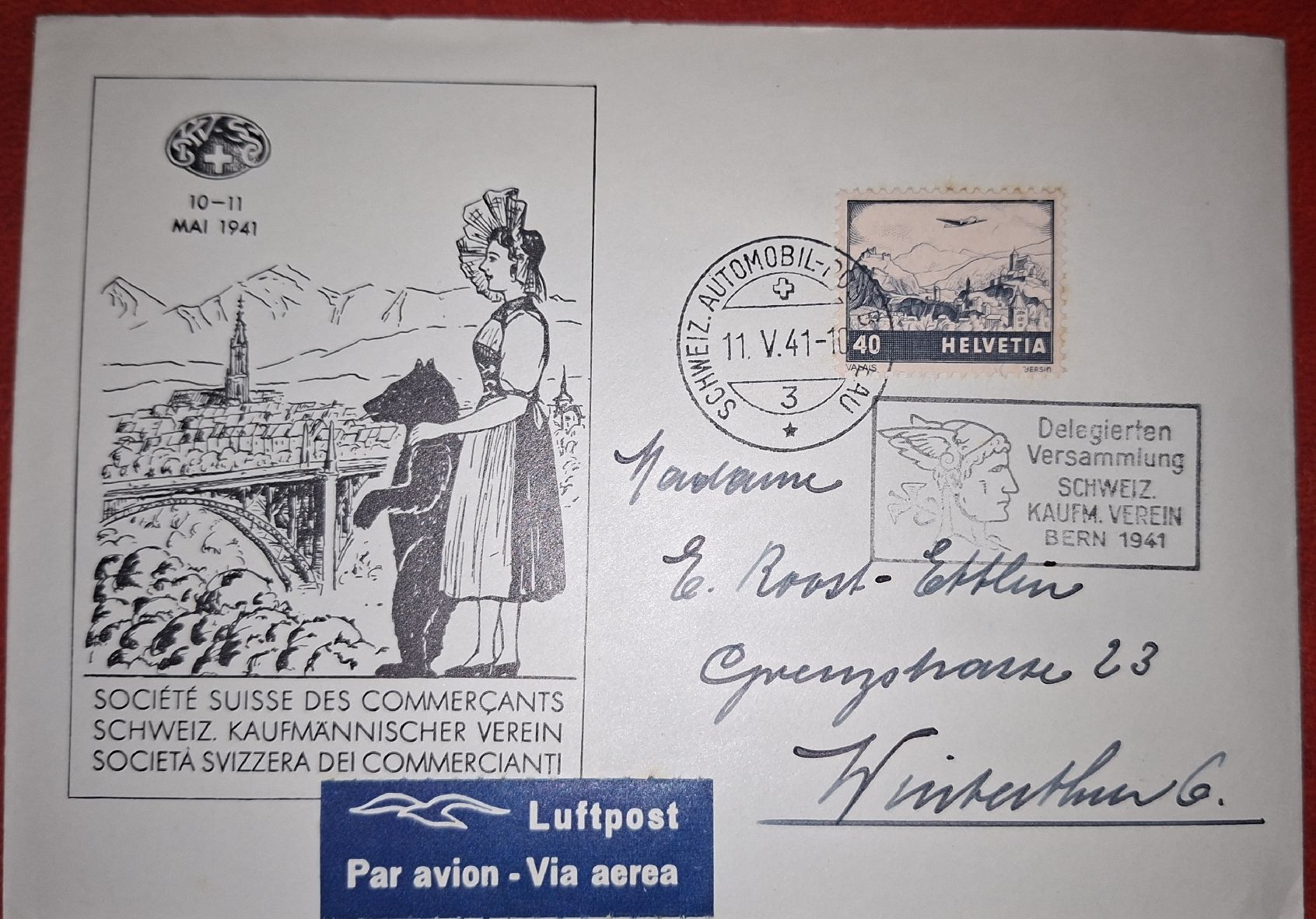 Tutti i francobolli: Schweiz. Kaufmännischer Verein 1941 – Usato da Balgach venduto da SIMEON27