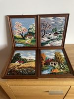4 Tableaux Broderie Vintage Saisons