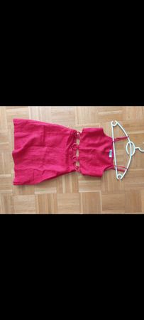 100% lin Robe trapèze mod 60s pop rouge