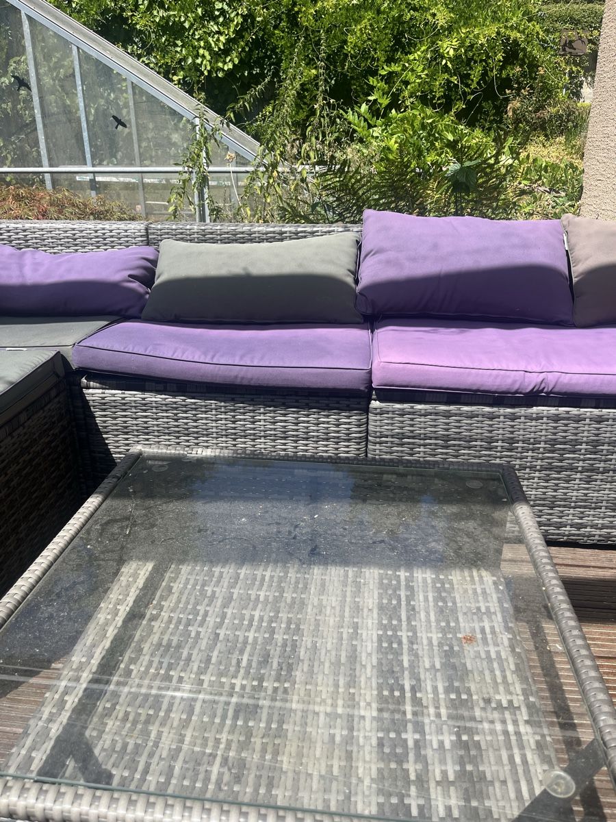 Divani: Polyrattan Gartensitzgruppe, Lounge Set, 9-teilig, grau – Usato da Hinterkappelen venduto da J0achim 3