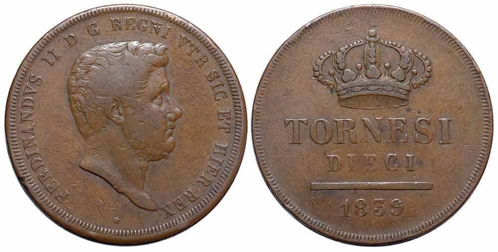 Tutti le monete: Italien, Napoli, 10 Tornesi 1839 – Usato da Chiasso venduto da Novamarketing