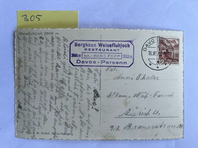 Cartoline postali: Ansichtskarte Weissfluhjoch 2663 m Restaurant Davos, 1941 – Usato da Niederwil AG venduto da dahu75 1