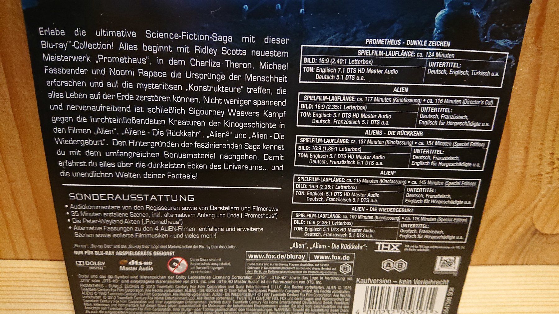 Tutti i DVDs: PROMETHEUS TO ALIEN EVOLUTION 5 Film Collection auf Blu-Ray – Usato da Wilderswil venduto da Exebub 2