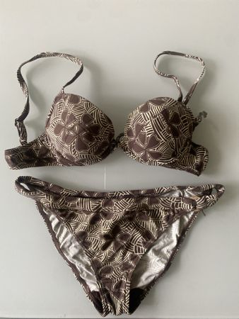 Bikini marron à motifs floraux, taille 36 comme Neuf!