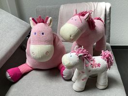 3 Stoffpferde HABA rosa / weiss Pyjama Sack Paulina