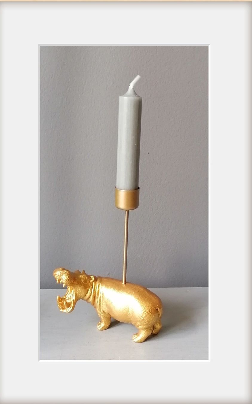 Portacandele: Kerzenständer mit goldenem Hippo – Nuovo (secondo la descrizione) da Wallisellen venduto da Muggeli1970 1