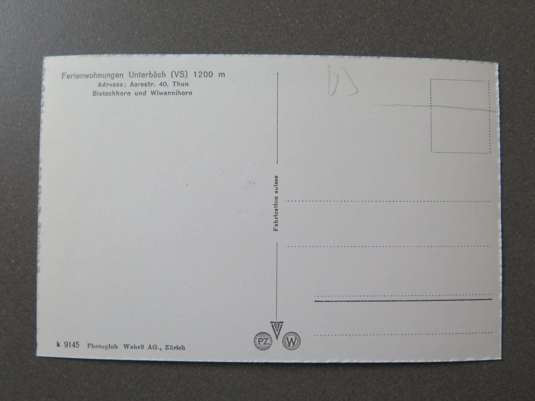 Cartoline postali: UNTERBÄCH - FERIENWOHNUNGEN - SCHWEIZERFAHNE – Usato da Wittenbach venduto da lipasal 1