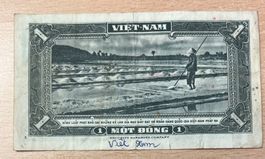 Vietnam Banknote 1 Dong um 1955 zirkuliert
