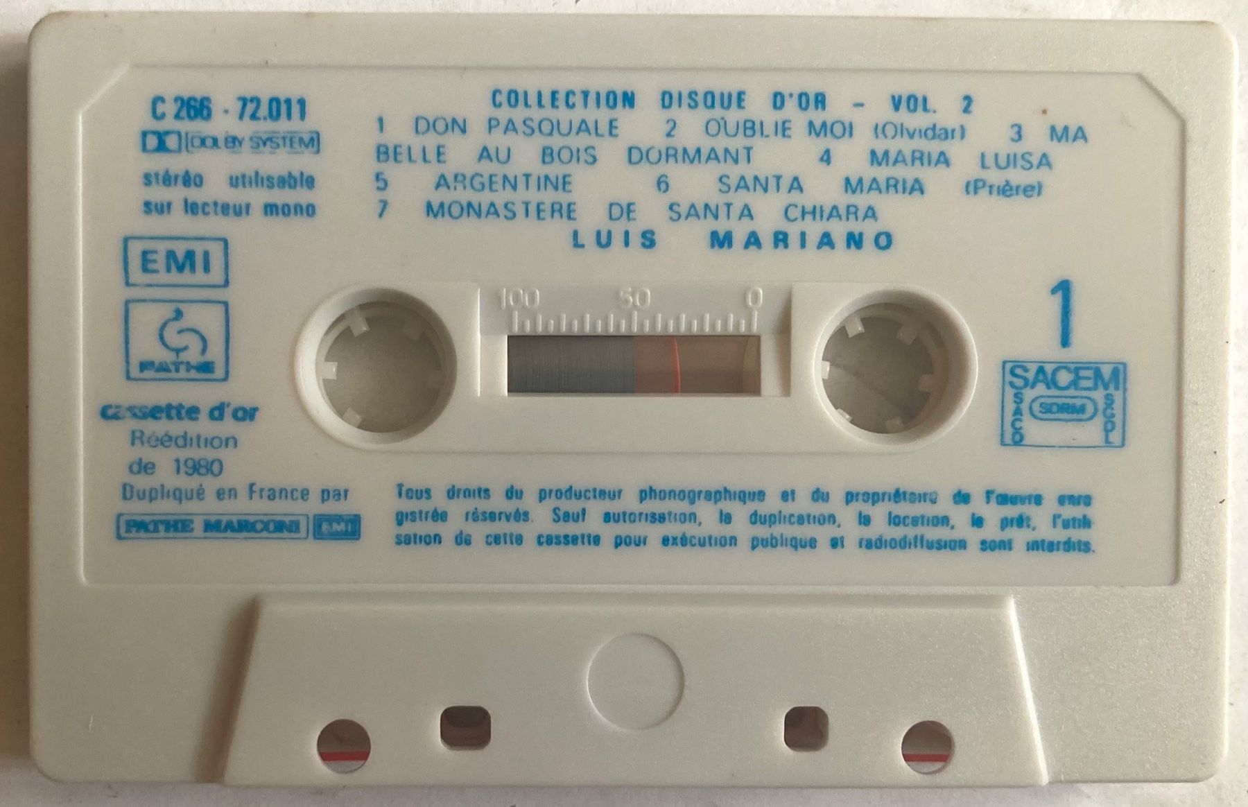 Musicassette: LUIS MARIANO - CASSETTE D'OR VOL. 2 – Usato da Poliez-Pittet venduto da Newtown-Records 2