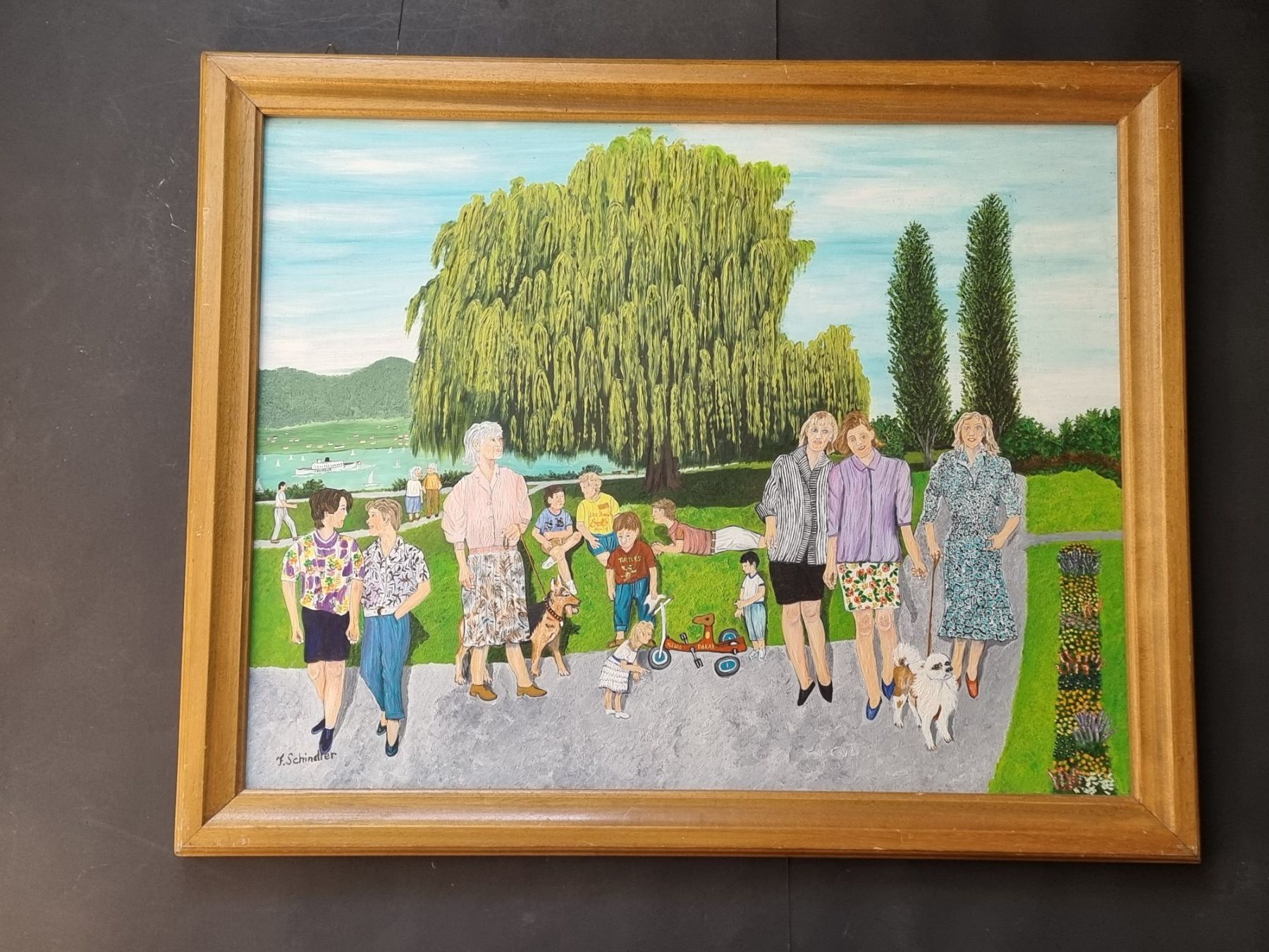 Dipinti: GEMÄLDE SEEPARK RORSCHACH VON F.SCHINDLER MIT RAHMEN – Usato da Gersau venduto da kunst-online